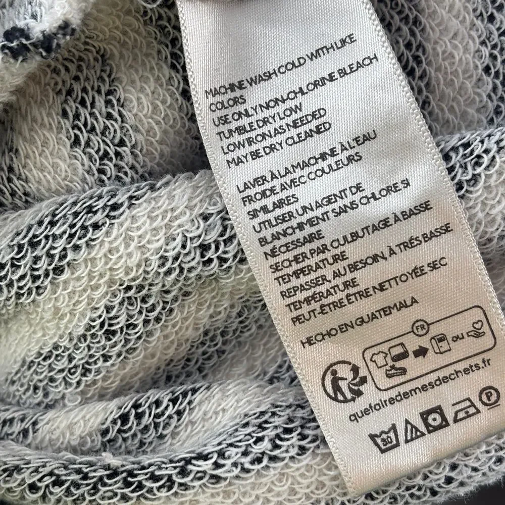 Free People We The Free Black Classic Striped Contrast Crew Sweatshirt